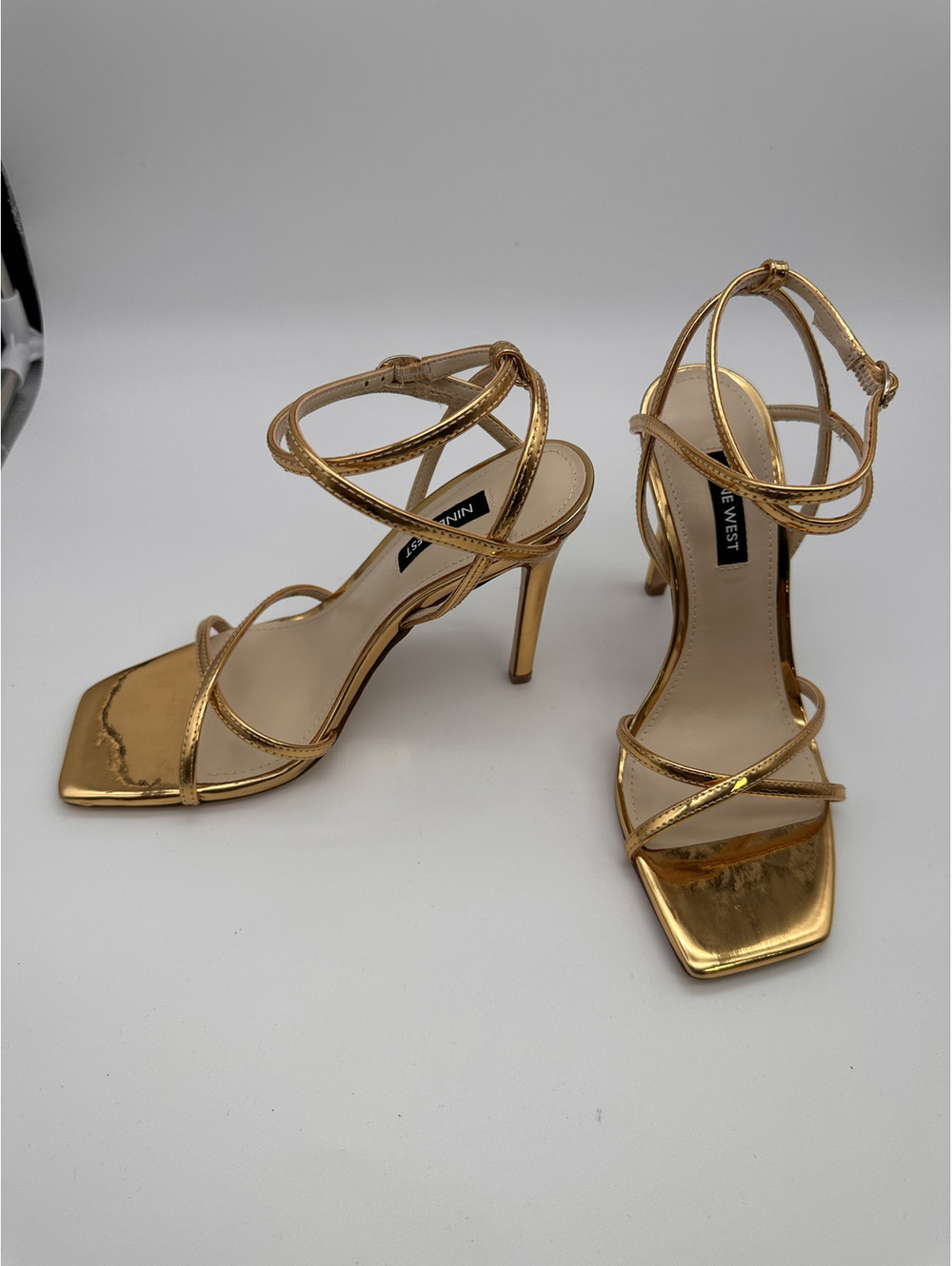 Nine West Women's Gold Strappy High Heel Sandals Size 6.5M